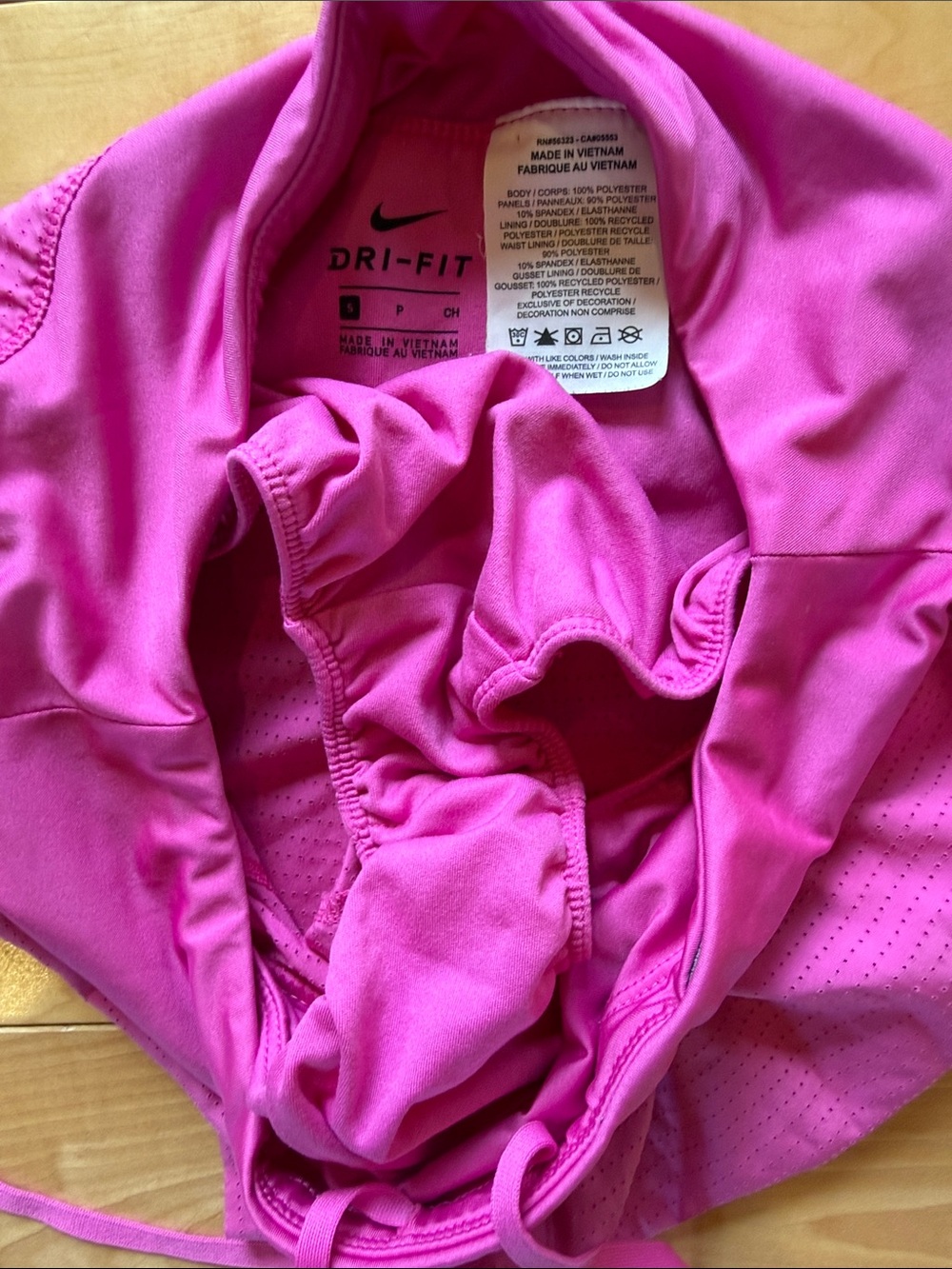 Nike Women's Bright Magenta Athletic Shorts with Silver Swoosh - Picture 3 of 4